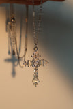 White Opal Diamond Cross Necklace