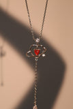 Platinum Plated Pink Gem Heart Necklace