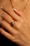 18K Real Gold Plated Diamond Flowers Ring