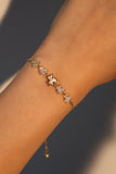 14K Real Gold Plated Diamond Shell Maple Leaves Bracelet