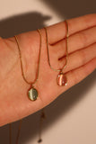 18K Real Gold Plated Stainless Steel Pink Opal Pendant Necklace