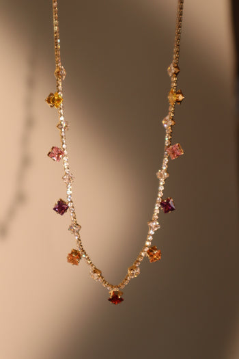 14K Real Gold Plated Color Gemstones Necklace (Pre-order)