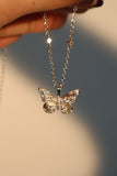 925 Sterling Silver Color Gems Butterfly Pendant Necklace