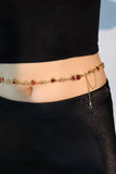 18K Real Gold Plated Multi Wearing Long Red Gem Twist Necklace (Waist Chain)