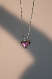 Platinum Plated Purple Opal Heart Necklace