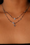 Platinum Plated Diamond Cross Necklace