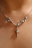 Platinum Plated Moonstones Star Necklace