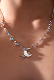 Platinum Plated Diamonds Natural Shell Moon Necklace