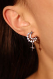 Platinum Plated Diamonds Moon Star Earrings