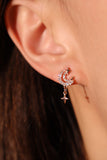 14K Rose Gold Vermeil Diamonds Moon Star Earrings