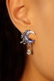 Platinum Plated Gradient Blue Moon Earrings