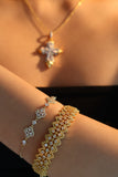 14K Real Gold Plated Diamond Lucky Leaf Bracelet