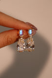 14K Real Gold Plated Moonstone Diamond Earrings