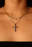 Mix Metal Diamonds Cross Necklace