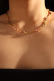 18K Real Gold Plated Multi Purple Opal Wave Necklace