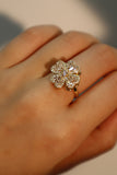 14K Real Gold Plated Spinning Diamond Clover Ring
