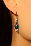 Platinum Plated Green Gem Droplet Earrings