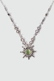 Platinum Plated Green Opal Sun Necklace