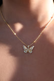 18K Gold Vermeil Color Gems Butterfly Pendant Necklace