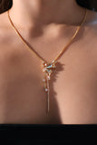 18K Real Gold Plated Blue Gem Butterfly Necklace