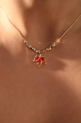 14K Real Gold Plated Maple Leaves Pendant Necklace