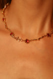18K Real Gold Plated Multi Red Gem Twist Necklace