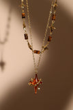 14K Real Gold Plated Tigerite Brown Star Necklace
