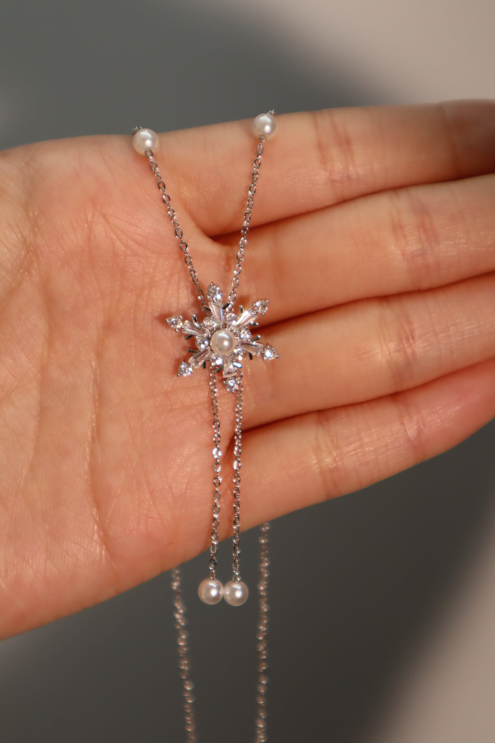 Platinum Plated Snowflake Necklace