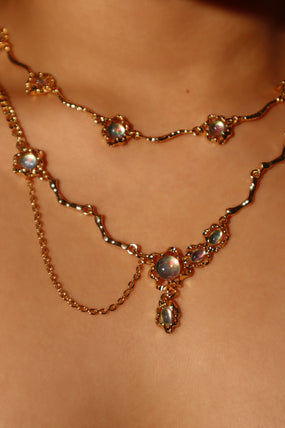 18K Real Gold Plated Multi Opal Necklace (Pre-order)