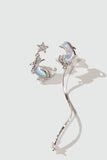 Platinum Plated Blue Moon Star Dangle Earrings