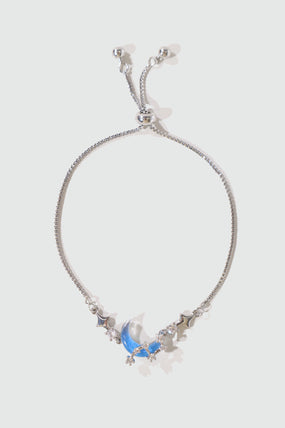 Palladium White Gold Plated Moonstone Moon Star Bracelet
