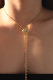 18K Real Gold Plated Polar Star Clock Lariat Necklace