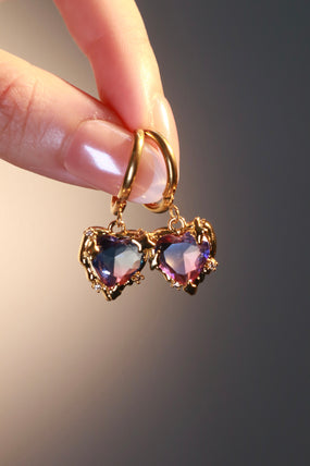 18K Real Gold Plated Gradient Heart Hoop Earrings