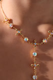 18K Real Gold Plated Dichroic Glass Chain Necklace