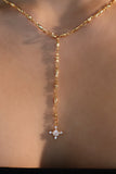 18K Real Gold Plated Diamond Cross Lariat Necklace