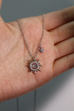 Sterling Silver Diamond Sun Necklace