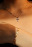 14K Real Gold Plated Double Diamond Cross Necklace