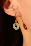 18K Real Gold Plated Jade Pendant Earrings