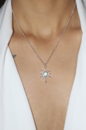 Platinum Plated Pole Star Wave Layer Necklace