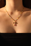 18K Real Gold Plated Multi Color Cross Necklace