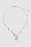 18K Real Gold Plated Lucky Leaf Shell Pearls Spiral Necklace