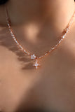 18K Rose Gold Plated Diamond Cross Necklace