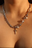 Platinum Plated Pearl Star Necklace