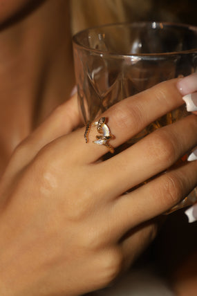 20K Real Gold Plated Moon Snake Ring (Pre-order)