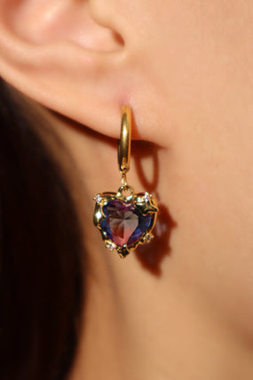 18K Real Gold Plated Gradient Heart Hoop Earrings