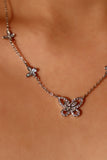 Platinum Plated Multi Diamond Butterfly Necklace