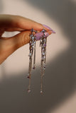 Platinum Plated Purple Gem Meteor Shower Earrings