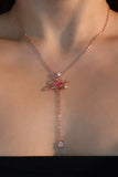 18K Rose Gold Plated Pink Gem Heart Necklace