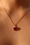 18K Rose Gold Plated Red Gem Heart Necklace