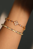 18K Real Gold Plated Lucky Leaf Shell Pearls Bracelet